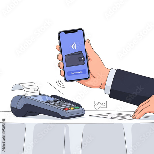 Hand holding smartphone with mobile payment 1.