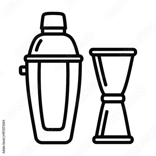 Cocktail shaker and jigger for mixing drinks