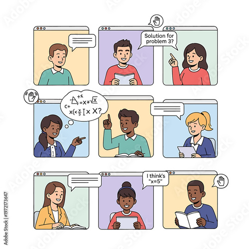 Diverse group of people communicating.