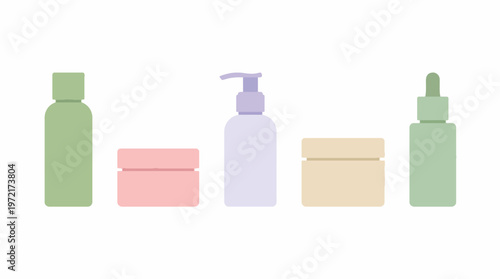 Collection of Skincare Bottles and Jars.