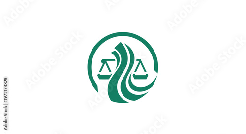 Green Justice Symbol Depicting Balance and Fairness in Law.