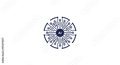 Intricate AI Circuitry Design - A Circular Technological Illustration.