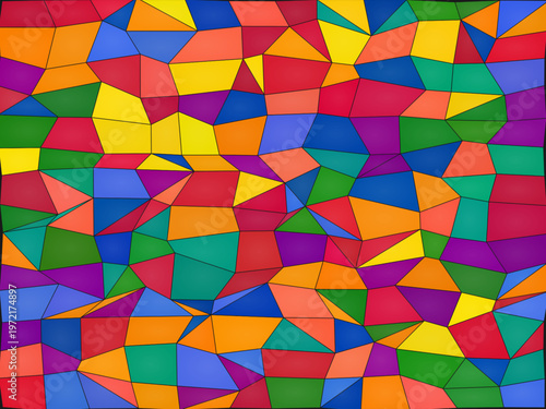 Bold Stained Glass Mosaic Vivid Colors Dark Leading Background