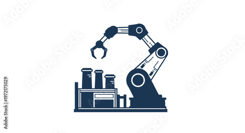 Industrial Robotic Arm Manipulating Laboratory Test Tubes for Scientific Research.