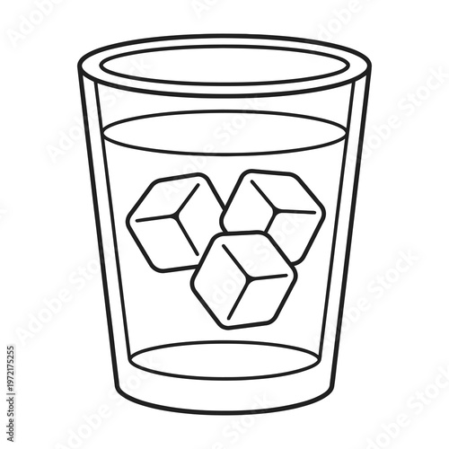 Glass with ice cubes transparent drinking glass with frozen cubes inside cold beverage