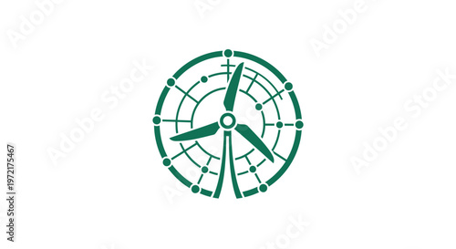 Green Wind Turbine Icon Representing Renewable Energy and Sustainability.
