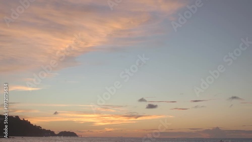 blue sky with white cloud, easy on the eyes, relaxed at Patong Beach, Phuket, Thailand background.
