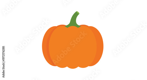 Simple Orange Pumpkin with Green Stem Illustration.