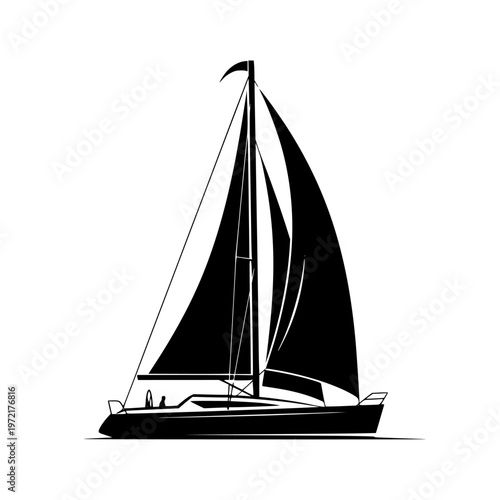 Elegant sailboat gliding smoothly across calm waters under full sails