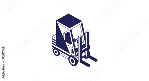 Isometric Illustration of a Modern Industrial Forklift on White Background.