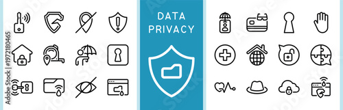 Comprehensive Collection of Data Privacy and Information Security Outline Icons