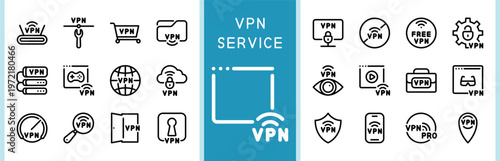 Collection of Vector Symbols for VPN Service Global Access and Data Security