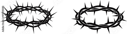 Crown of thorns icon silhouette on white background