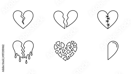 Heart icons and love symbols set vector illustration design element for romance relationship emotion and valentine theme concept
