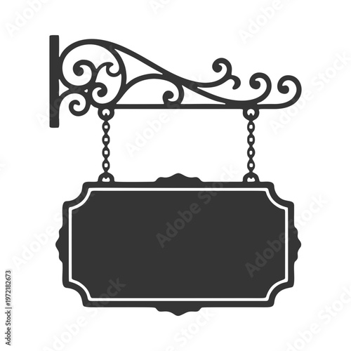 レトロな釣看板のシルエットアイコン