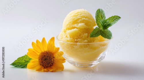 Refreshing sunflower sorbet recipe kitchen food photography bright environment top view