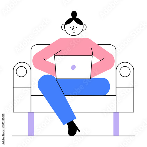An illustration of remote work designed in flat style