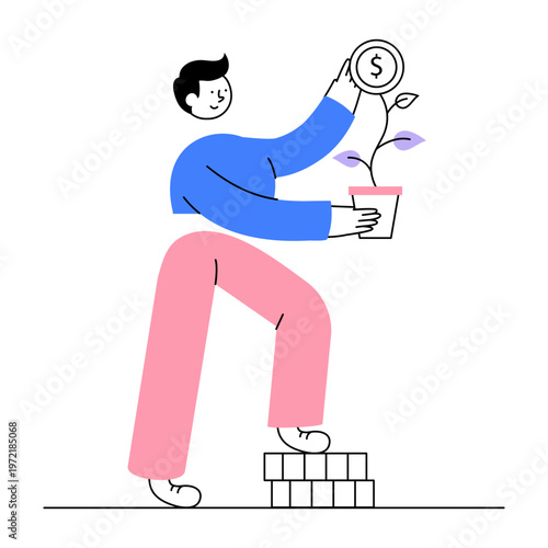 A flat style illustration representing financial growth