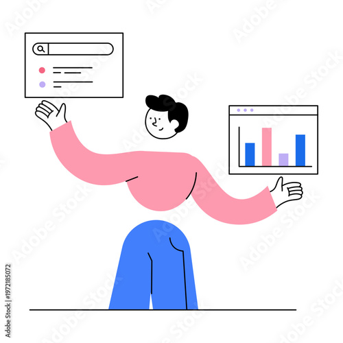 Flat style illustration representing a digital presentation