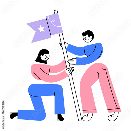A flat style illustration showing leadership