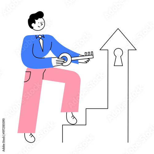 A flat style illustration showing unlock success