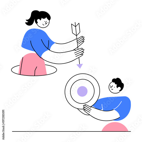 A flat style illustration representing a business target