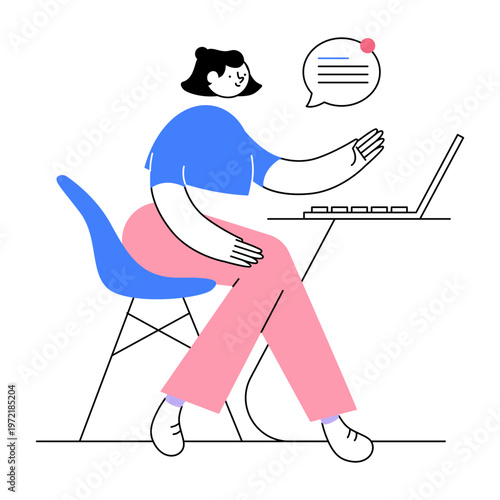 An illustration of customer support designed in a flat style