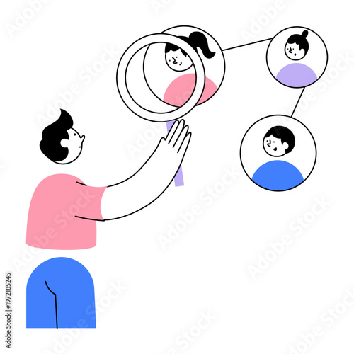 An illustration of a find contacts design in a flat style