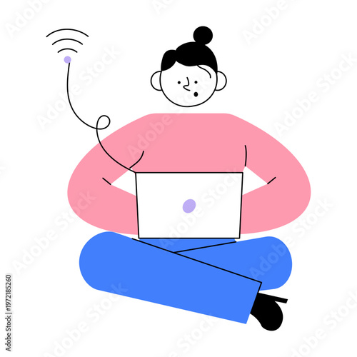 A flat style illustration showing wireless communication