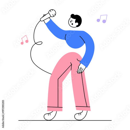 A flat style illustration representing a live singing