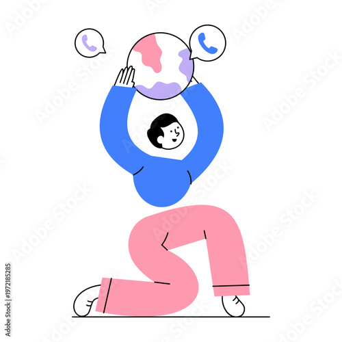 A flat style illustration showing global calling