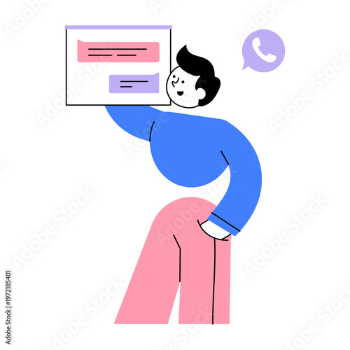 Flat style illustration showing a chat message