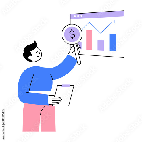 A flat style illustration showing financial oversight