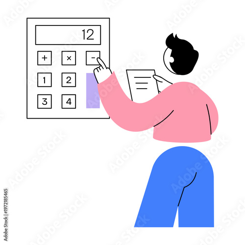 An illustration of a financial calculation designed in a flat style