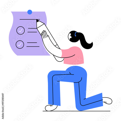 Flat style illustration showing task management