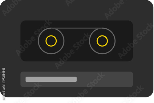 Minimalist Dark Gray Cassette Tape Player Graphic Retro Audio Icon Illustration for Music