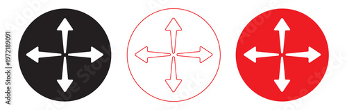 Vector art of set of four arrow icons pointing in different directions, ideal for navigation, direction, and user interface design white background.