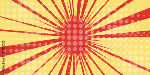 Vivid comic book backround with colorful clouds vibrant, graphic, blue, dots art