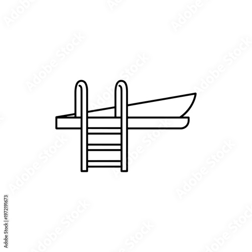 A simple line drawing depicts a playground slide with a ladder presented as a silhouette