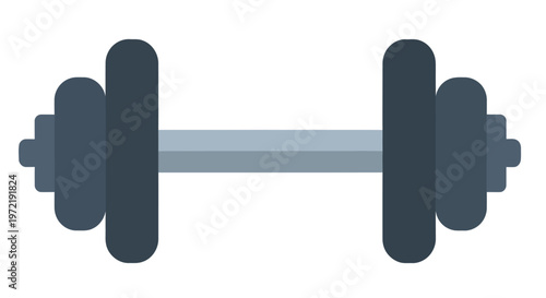 A minimalist illustration of a blue grey barbell a common weightlifting tool