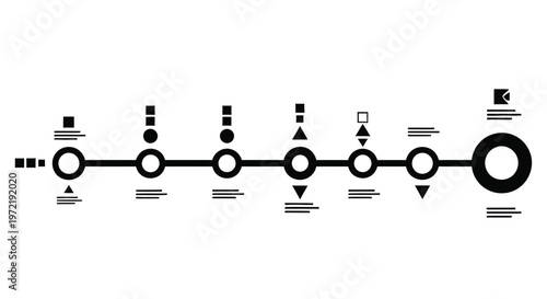 Abstract linear infographic with geometric shapes and a timeline arrangement