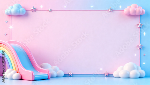 Rainbow Cloud Pastel Frame Background