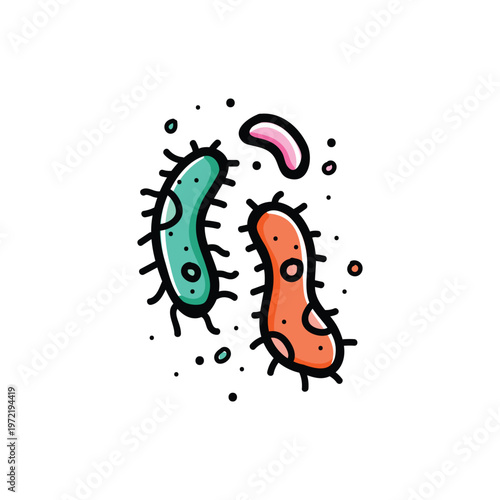 Colorful Cartoon Bacteria Microbes Illustration For Medical Education, Science And Hygiene Projects