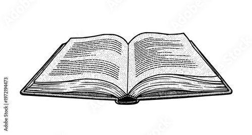 an open book with pages turned to the side