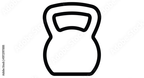 Simple black and white line drawing of a kettlebell a fitness weight