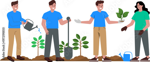 Environment Day with People Illustration