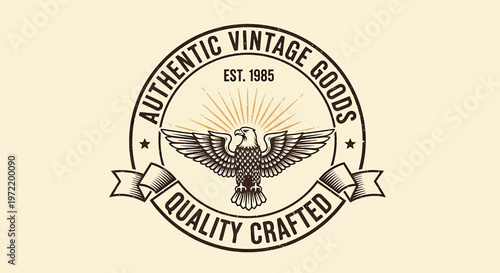 Authentic Vintage Goods Quality Crafted Eagle Emblem Logo Design Est