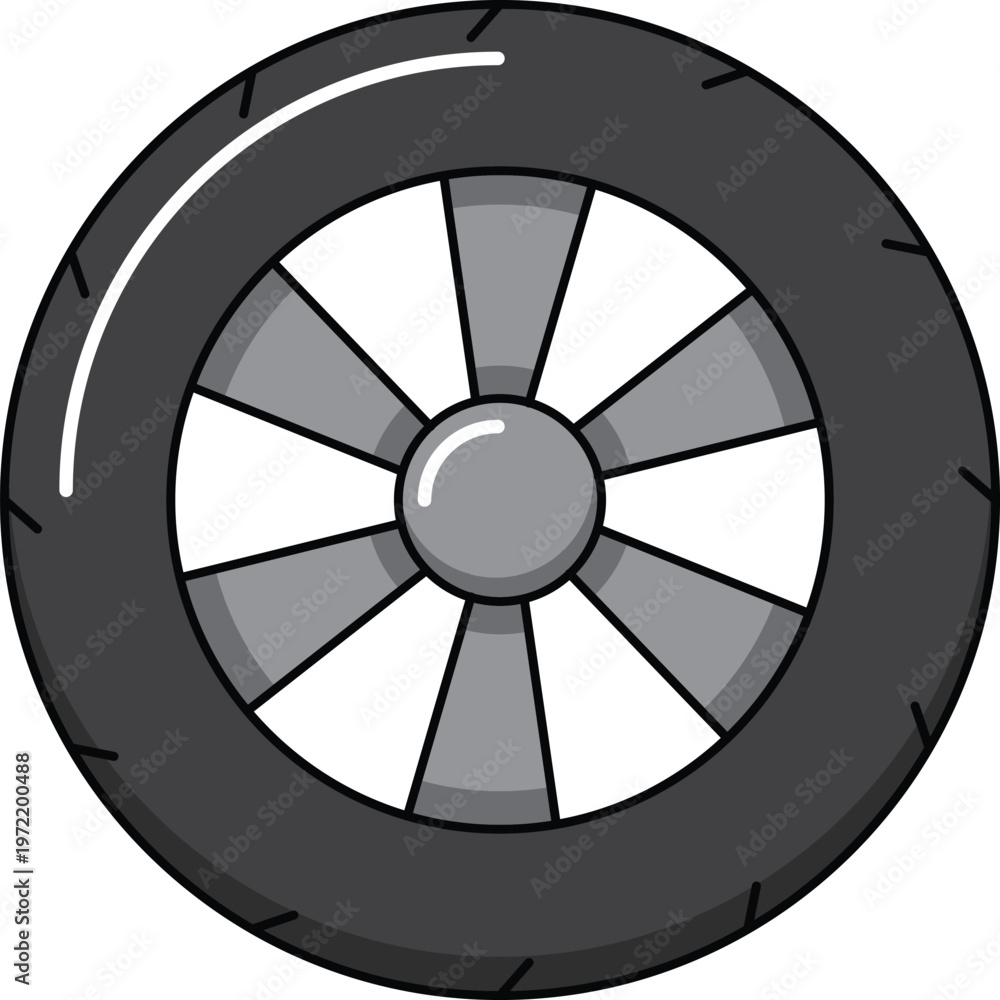 Naklejka premium Design Wheel Illustration Flat Icon