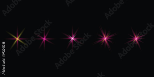 Abstract glowing starbursts a sequence of vibrant colorful light effects