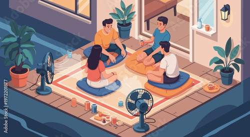 People Meditating Indoors Together.